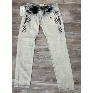Etienne Marcel Embroidered Distressed Denim Jeans Women’s Sz 26